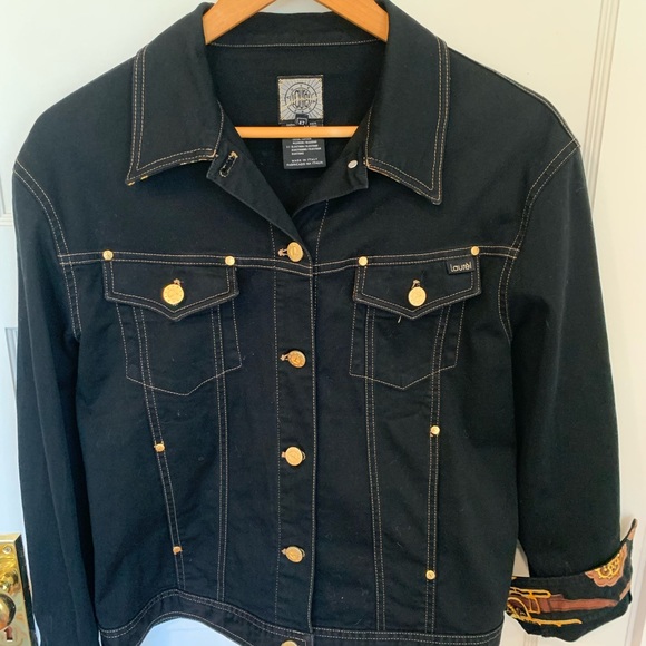 LAUREL black ‘jean jacket styling’ size medium made in Italy - Picture 1 of 7